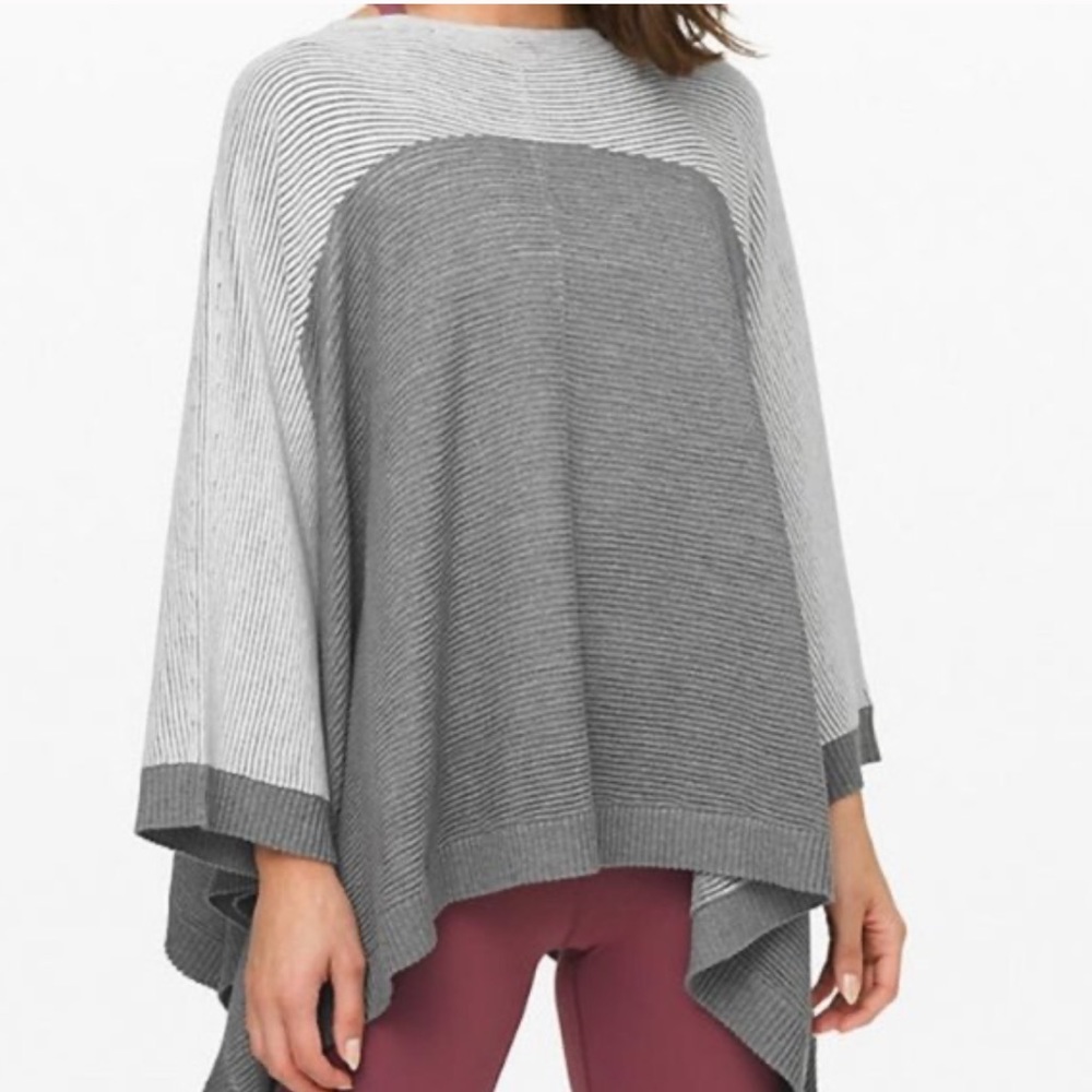 lululemon athletica Grey and Light Grey Striped Poncho